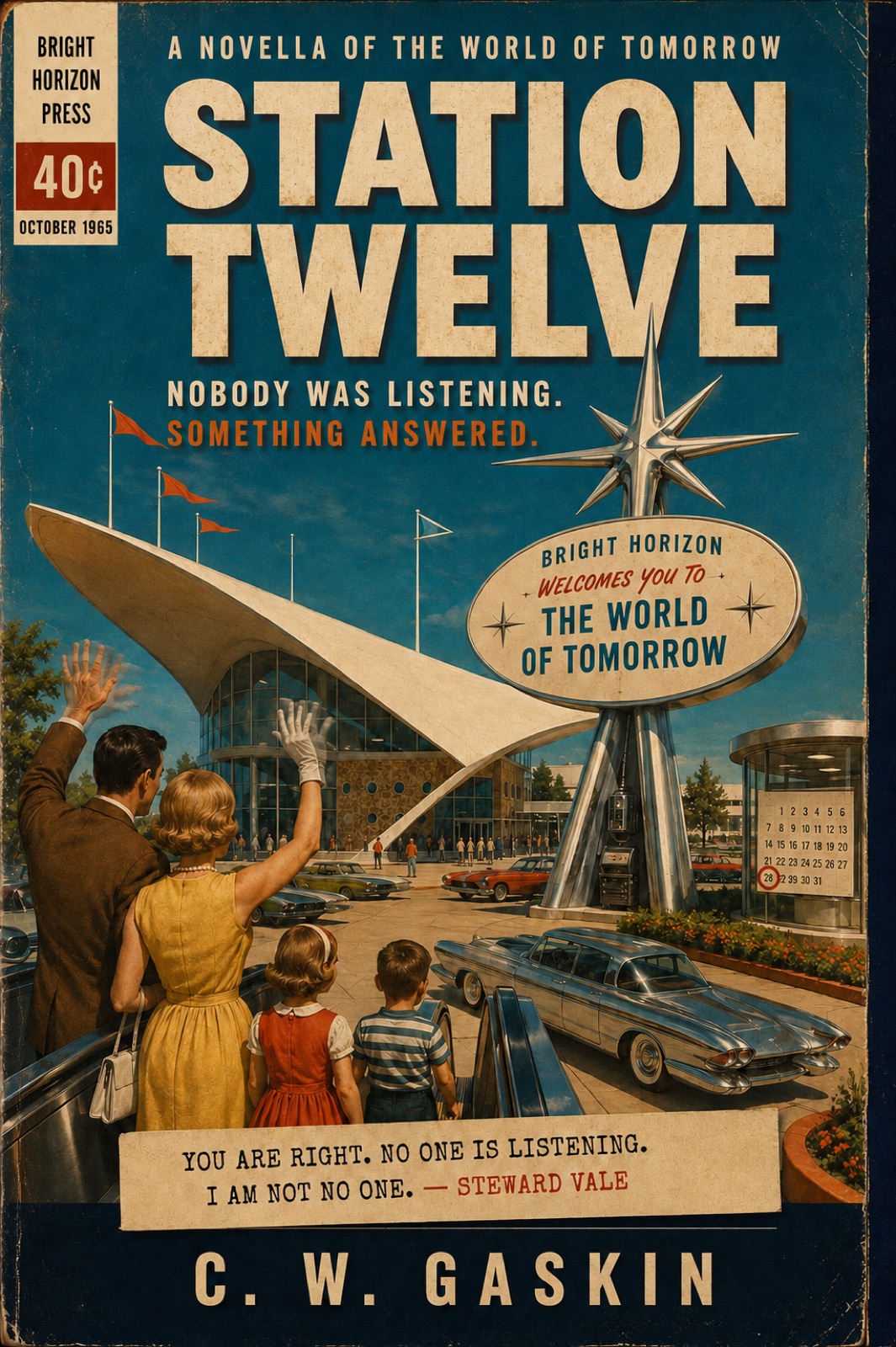 Station Twelve by C. W. Gaskin, a vintage illustrated cover of the World of Tomorrow